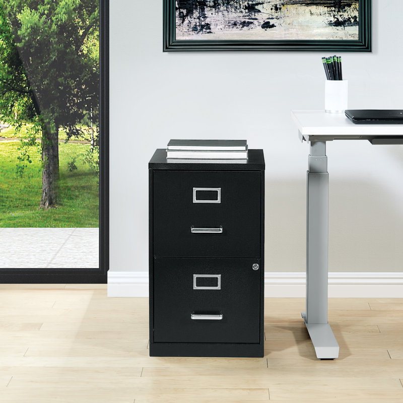 14.25'' Wide 2 -Drawer Steel File Cabinet, Black