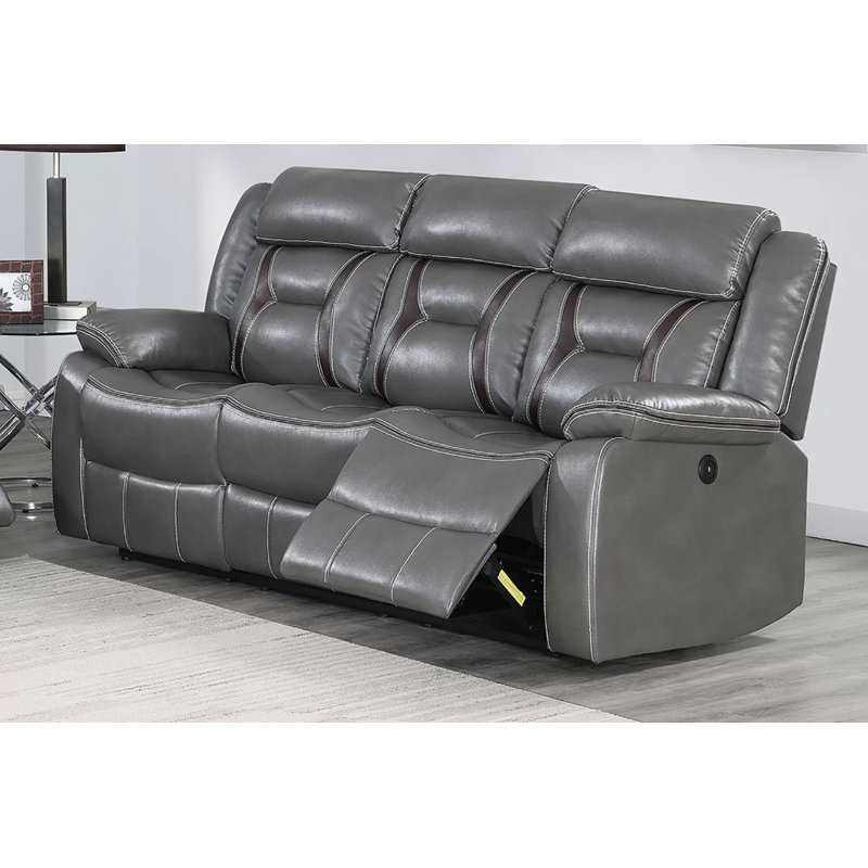 Ensemble de salon inclinable en similicuir 2 pièces, Électrique - Bouton-poussoir