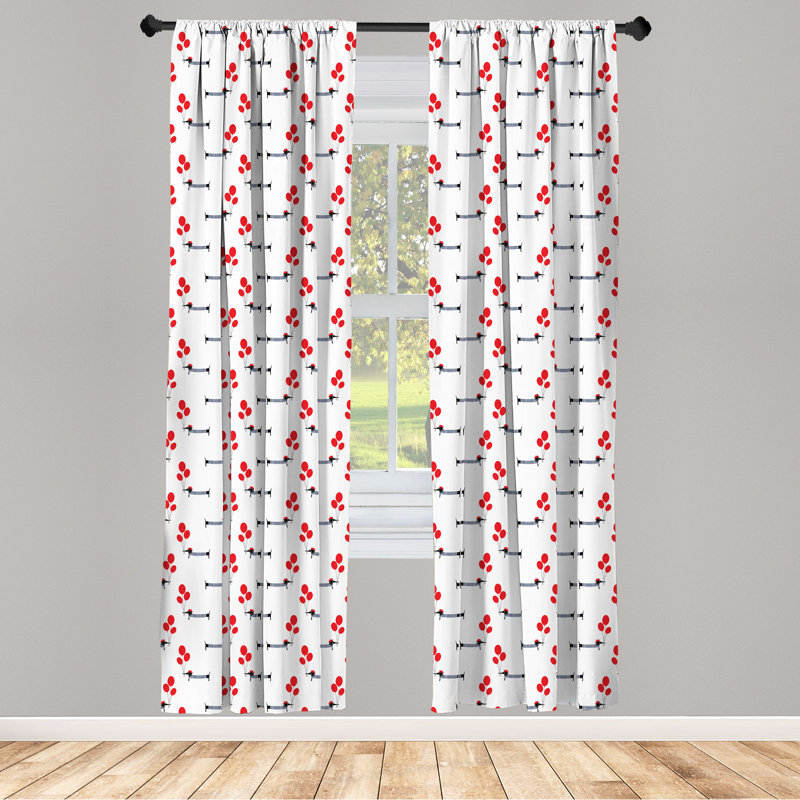 Dachshund Semi-Sheer Rod Pocket Curtain Panels, 28" x 95"