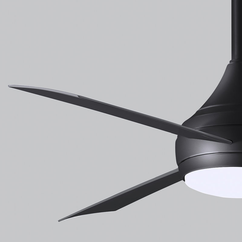 Donaire LED Outdoor Downrod Ceiling Fan, Matte Black, Matte Black
