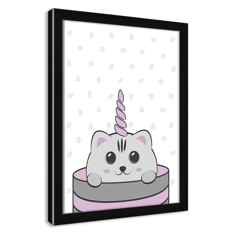 Caticorn I, art encadré, H 14 po x l 10 po x P 1,18 po, Structure noire