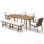 Ensemble de salle à manger d'extérieur 6 pièces antirouille, table 8 personnes en aluminium avec 4 chaises et banc 3 places sans dossier, ensemble de mobilier de jardin avec coussins pour pelouse, terrasse, jardin, brun