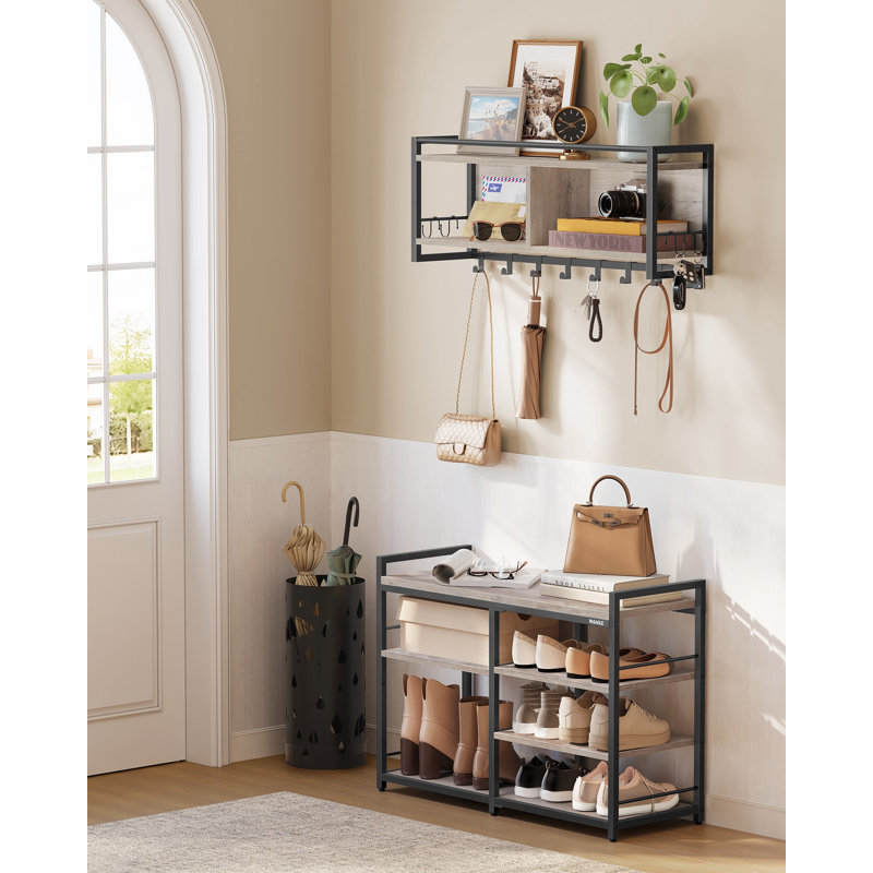 Coat Rack Shoe Bench Set, Heather Greige