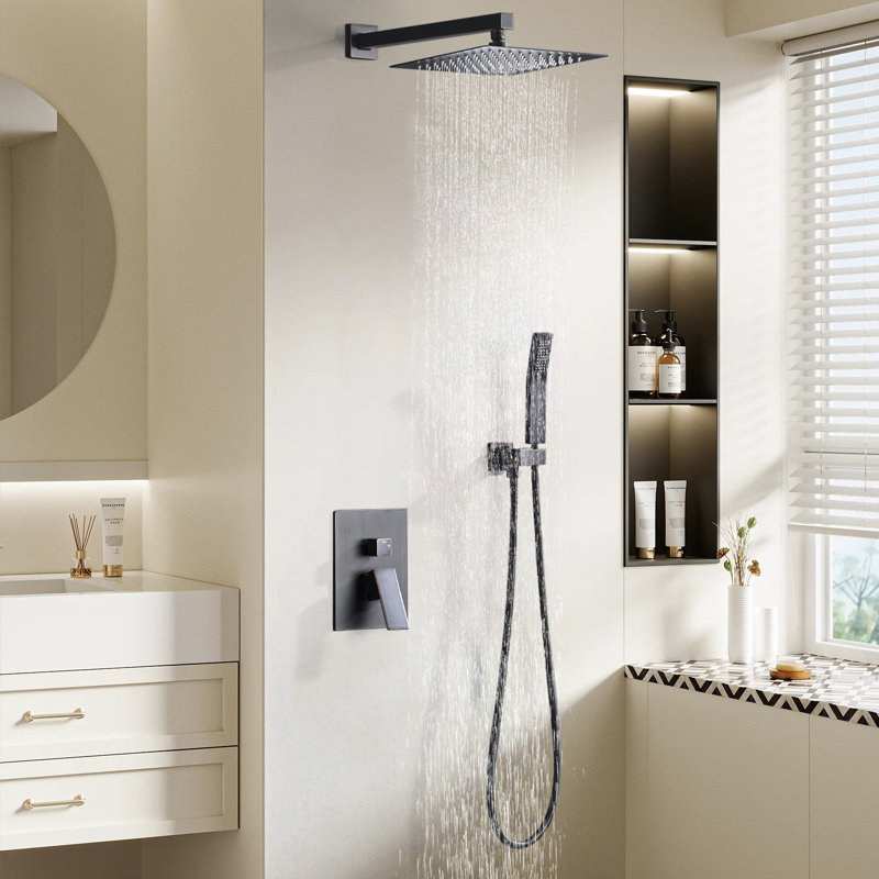 1 jet de 9,8 po Double pomme de douche fixe et portable avec 1,8 gal / min en bronze huilé