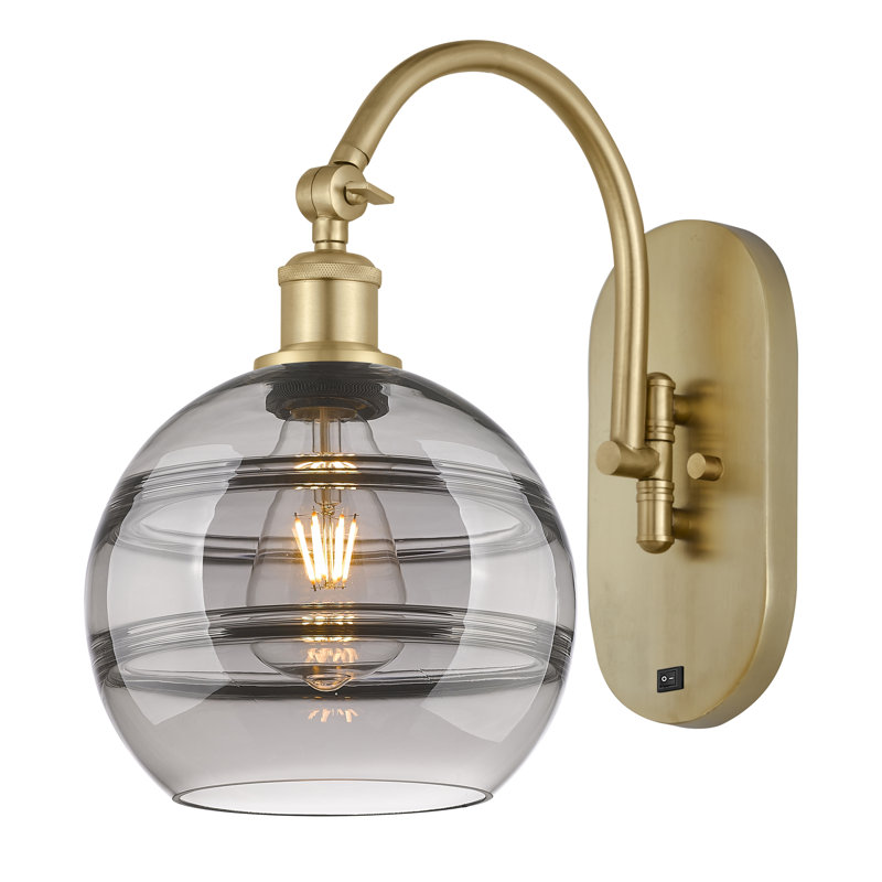 Chartoff Steel Armed Sconce, Satin Gold, Light Smoke