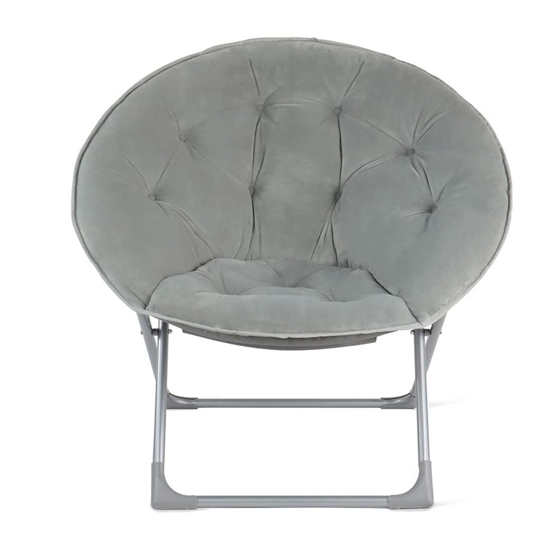 Shaped Chair with Foldable Metal Frame, gris