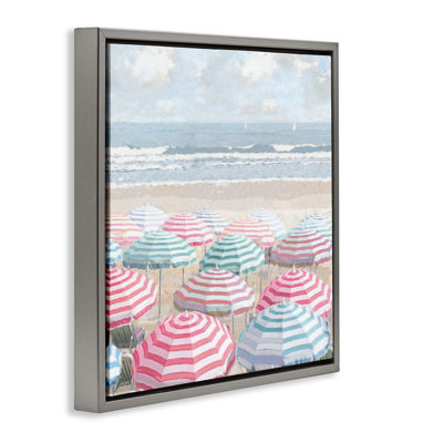 Bright Beach Umbrellas Scene Floating Frame, design by Amber Sterling