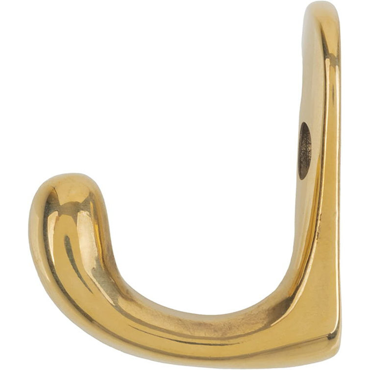 Small Solid Brass Single Coat Hook | 1-1/2 High x 1-3/8 Projection