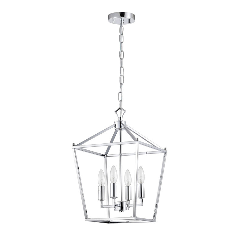 Lustre en fer de style lampadaire Buelex, H 16,9 po x l 11,8 po x P 11,8 po, Nickel poli