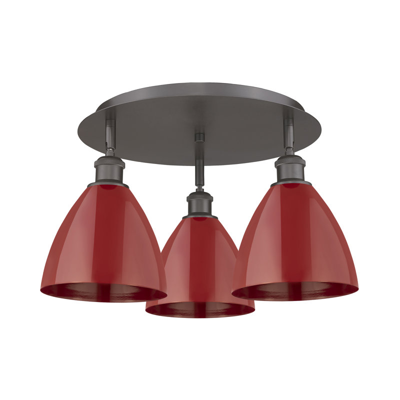 Plafonnier encastré 3 lumières 7,5 po Allare, Rouge, Bronze frotté à l'huile