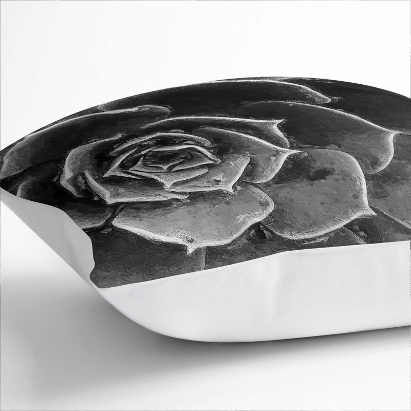 Floral Square Throw Cushion, 40cm H x 40cm W x 15cm D, White