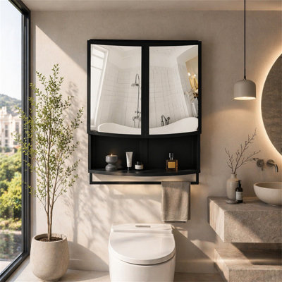 Garde-robe moderne en verre arqué 23,62 "à double porte avec miroir incassable sans verre - double couche