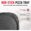 Plat à pizza Bakken - Acier au carbone perforé rond avec revêtement antiadhésif en marbre, poignée en silicone, lavable au lave-vaisselle, durable, gris