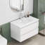 Ensemble de meuble-lavabo avec lavabo, armoire avec 2 grands tiroirs, système de fermeture en douceur, 2 grands tiroirs, conception sans poignée, assemblage facile