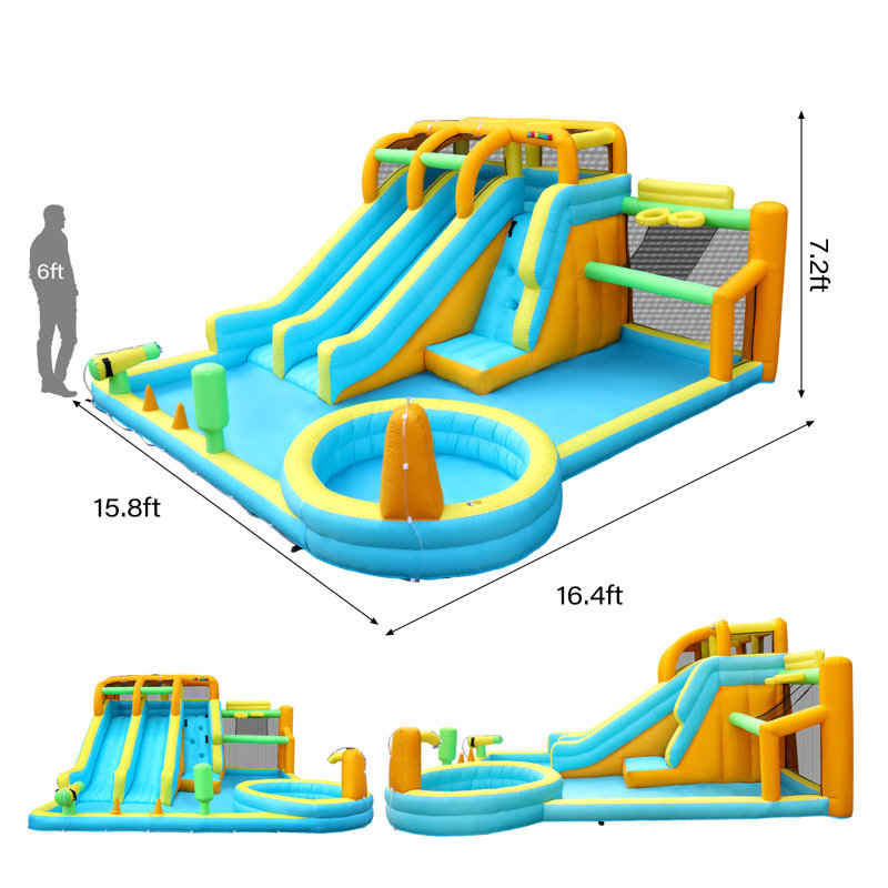 Double Slide Inflatable Castle Bounce House With Pool