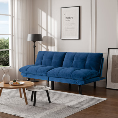 70.9" Upholstered Convertible Reclining Futon Sofa Bed with Adjustable Armrests