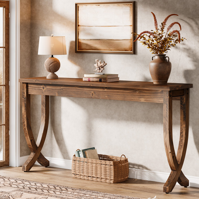160cm Solid Wood Console Table, Brown