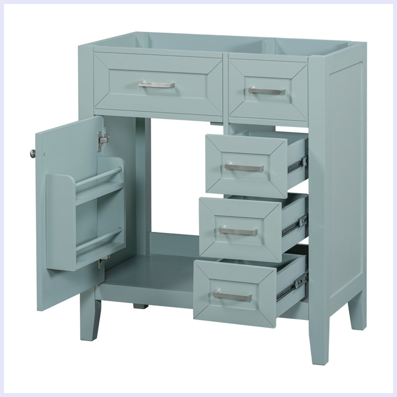 Meuble-lavabo moderne avec armoire et tiroirs, Vert