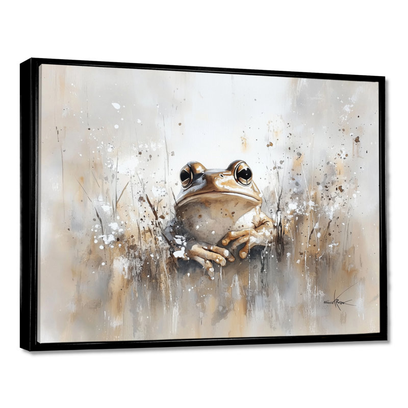 Décoration murale Minimal Frog By The Pond II - Grenouille, H 34 po x l 44 po, Noir