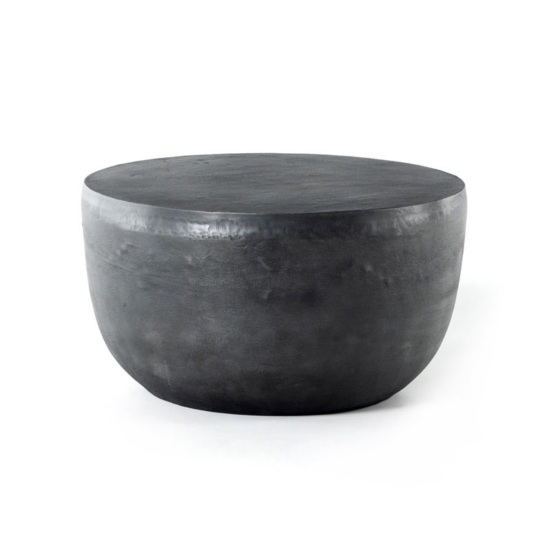 Table d'appoint ronde en aluminium Eponine, Gris vieilli