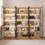 Bibliothèque l 94,5 po avec portes en verre et lumières à DEL, cabine de présentation avec tablettes à 5 niveaux-333203003-332828586