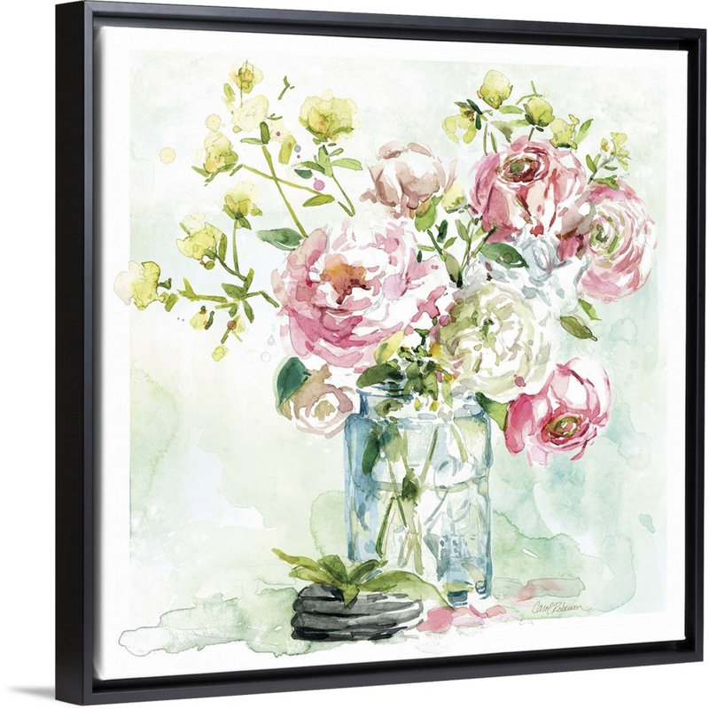 Asbury Garden Belle Bouquet I - reproduction d'art sur toile, Cadre flottant noir, H 31,7 po x l 31,7 po x P 1,75 po