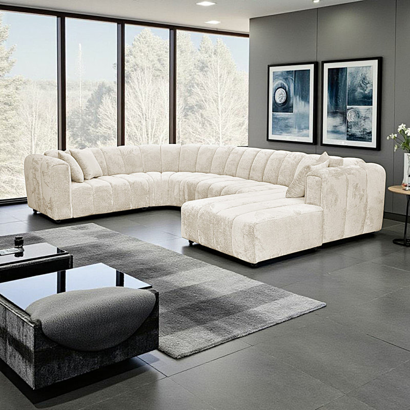5 Seater Corner Sofa, Right Hand Facing, Cream