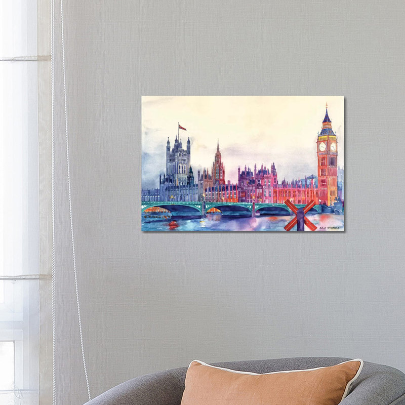 Sunset In London I - Wrapped Canvas Painting, 66.04 cm H x 45.72 cm W x 3.175 cm D