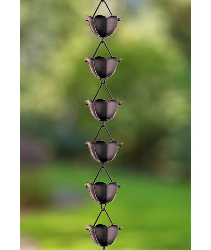 8.5 ft Black Aluminum Lotus Flower Rain Chain