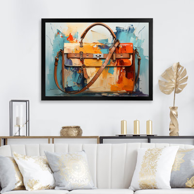 Blue And Yellow Graphiti Fashion Handbag - Fashion Bag Wall Art