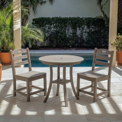 Antique Brown 3-Piece Patio Bistro Set with Round Table and 2 Chairs