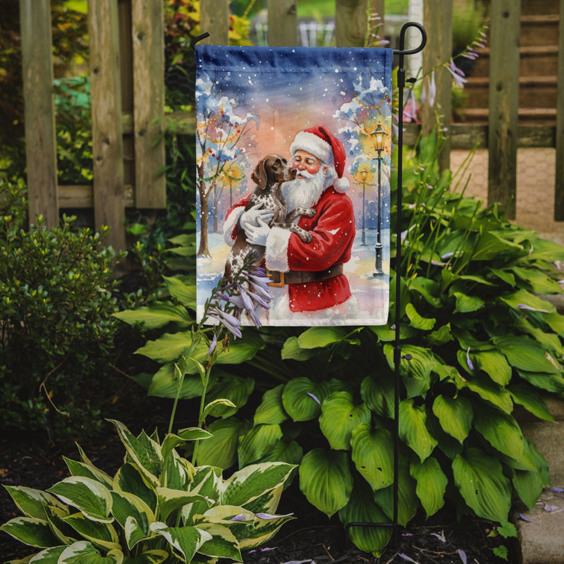 Braque allemand avec drapeau du père Noël, Taille du jardin, Braque allemand à poil court