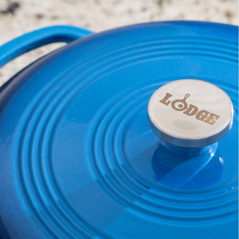 Blue 3 Quart Enameled Cast Iron Dutch Oven with Lid