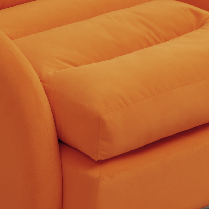 Jonilda Upholstered Accent Chair and Ottoman with  Adjustable Backrest, Orange Velvet