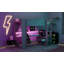 Lit mezzanine avec bureau Gaming, tablettes multi-rangements, DEL et station de charge, gris foncé-1919975086