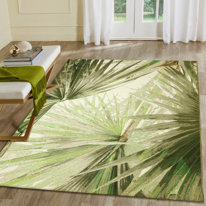Tapis d'intérieur / extérieur vert Bay Bay Home ™ Kenilworth, Rectangle 4 pi 10 po x 7 pi 6 po