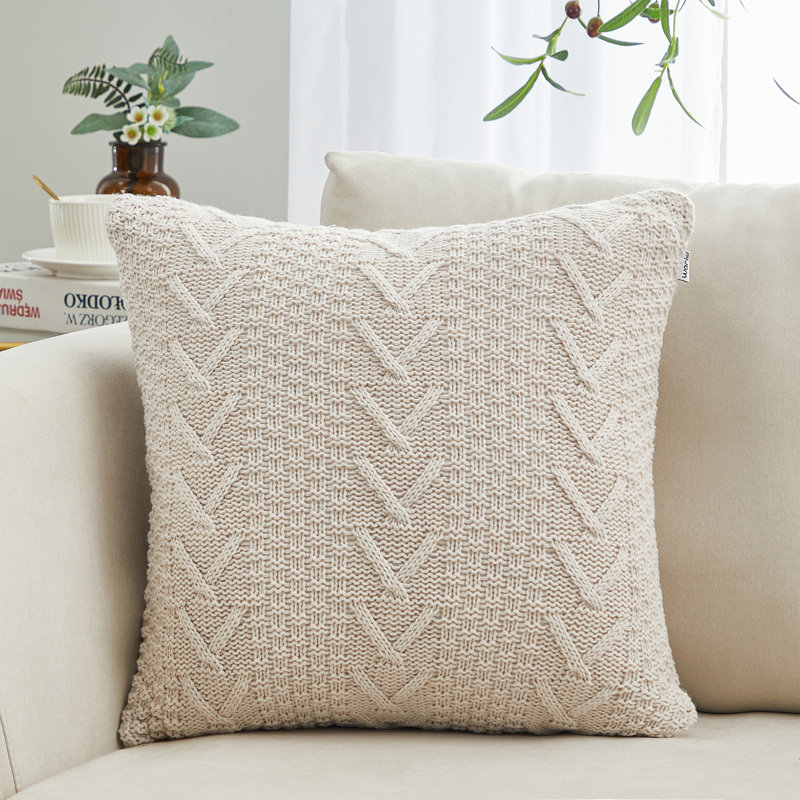 Arrowhead Chevron Reversible Pillow Cover, Cream