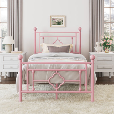 Base de lit plateforme en métal Ajayceon avec tête et pied de lit de style rétro