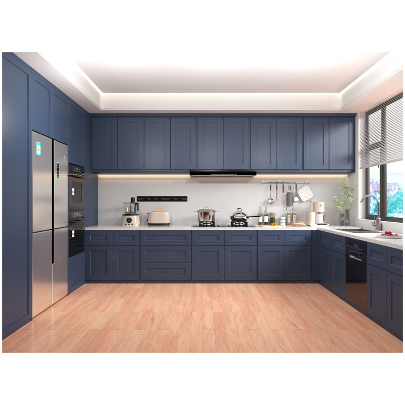 Armoire de base 30 po bleu marine avec porte à fermeture en douceur, tiroir, unité en bois massif compacte avec tablette réglable pour la cuisine, la salle de bain, la buanderie et le garage (l 30 po x P 24 po x H 34,5 po)
