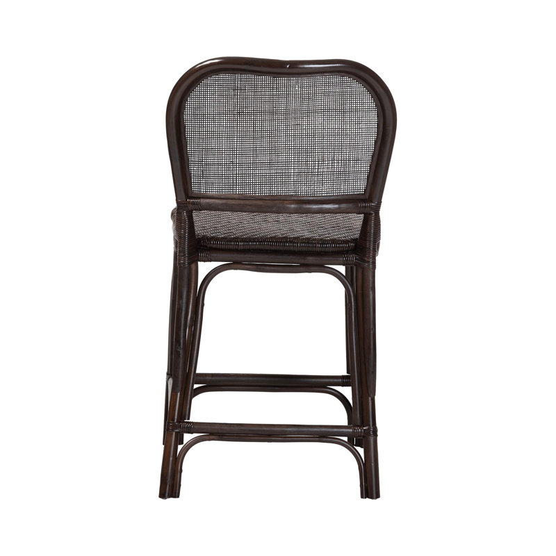 Tabouret de comptoir en osier tissé à la main avec dossier en treillis bali & pari