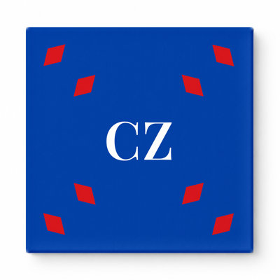 Czech Republic World Flag Luxury Diamond Monogram — Red Blue White — Canvas Wall Art