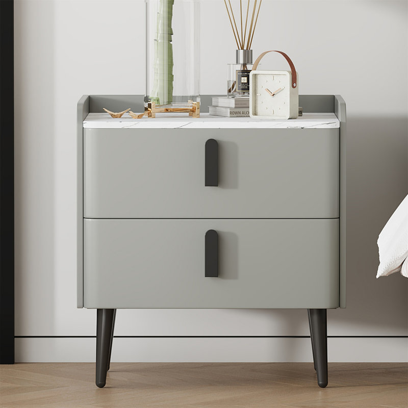 Table de chevet avec 2 tiroirs (table de chevet seulement), Gris
