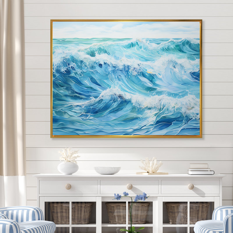 Ocean Charm IV, impression sur toile, Cadre flottant doré, H 12 po x l 20 po x P 1 po