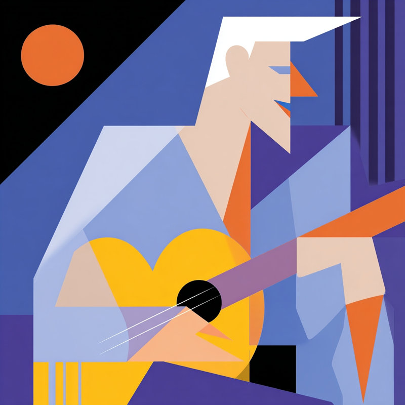 Modern String Player Wrapped Canvas Wall Art, 12"W x 12"H x 1"D