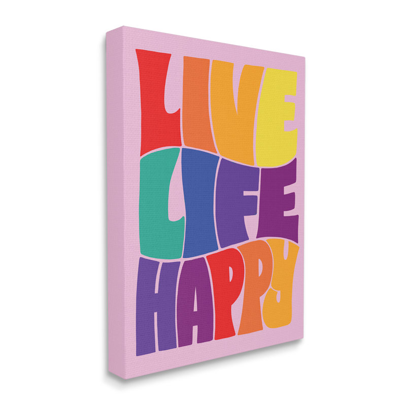 «Au-994», toile «Live Life Happy Rainbow», phrase sur toile par Jo Taylor, impression, H 20 po x l 16 po x P 1,5 po