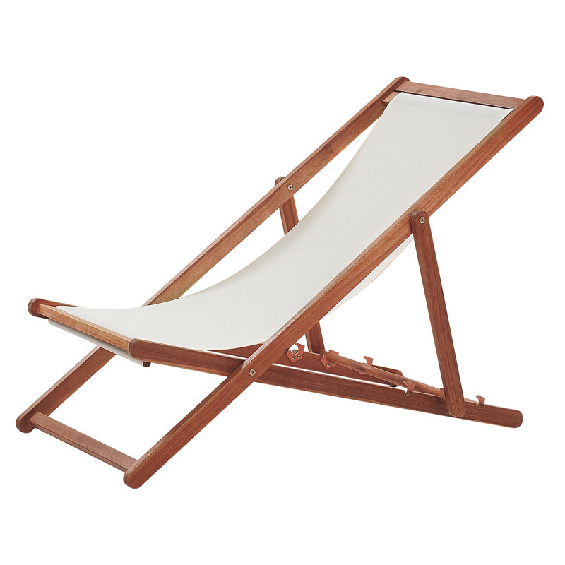 Calianna 128cm Long Reclining Acacia Single Chaise, Dark Brown Wood