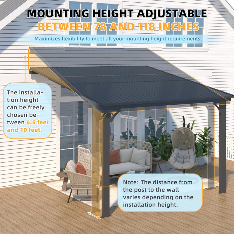 Pergola d'extérieur à hauteur réglable pour patio, H 118 po x l 120 po x P 118 po