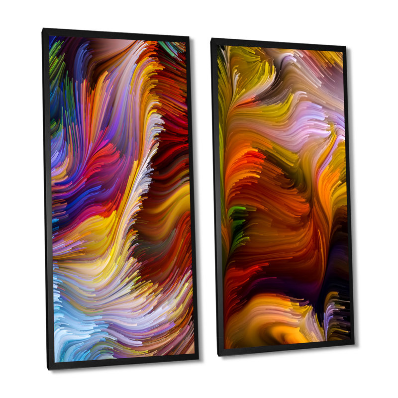 «Escape of Liquide Art VI», ensemble de 2 reproductions sur toiles, H 40 po x l 40 po x P 1 po, Cadre photo noir