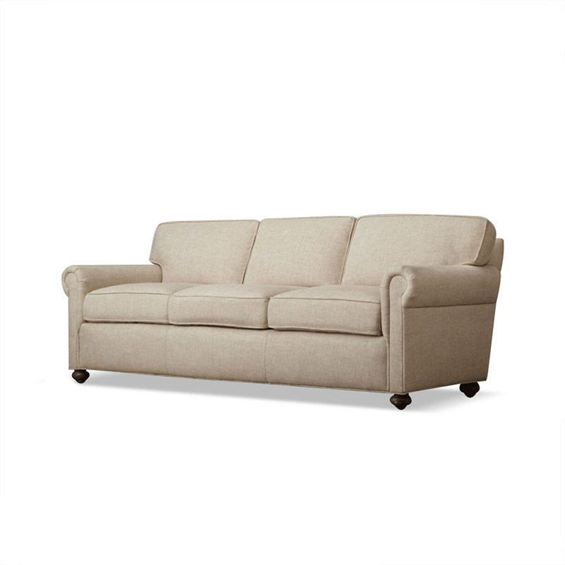 Canapé-coussin standard en coton et lin crème et blanc