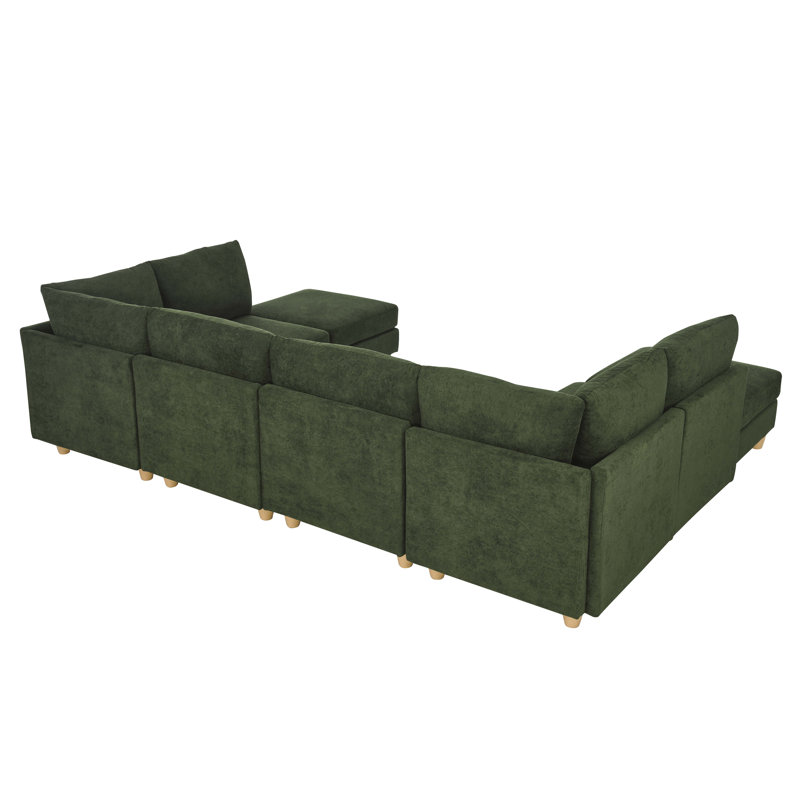 Boatwright Modular Sectional, Dark Green Polyester Blend